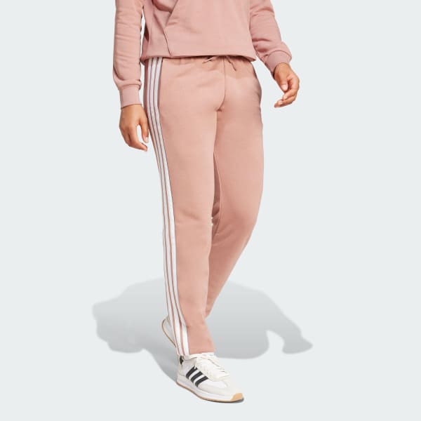 Rose Pantalon à revers French terry 3 bandes Essentials