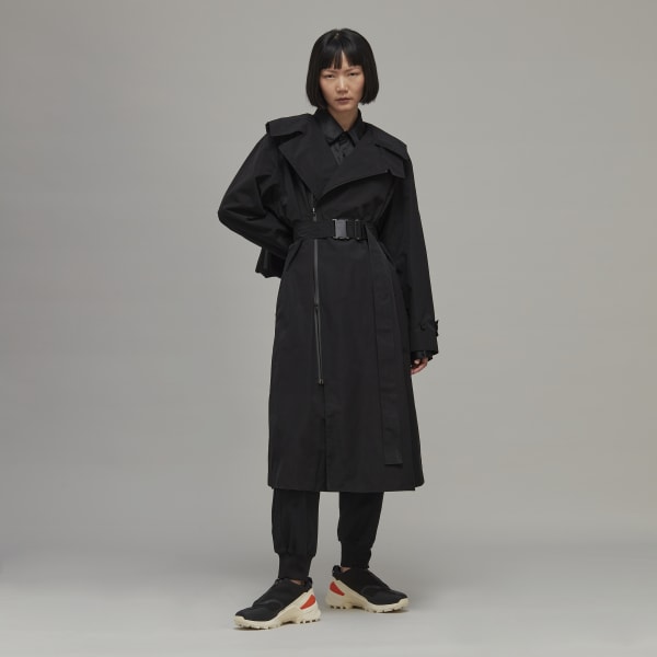 Czerń Classic Dorico Nylon Hooded Trench Coat H4954