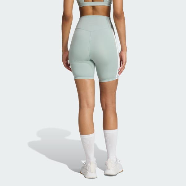 Green Optime Essentials 3-Stripes Short Leggings