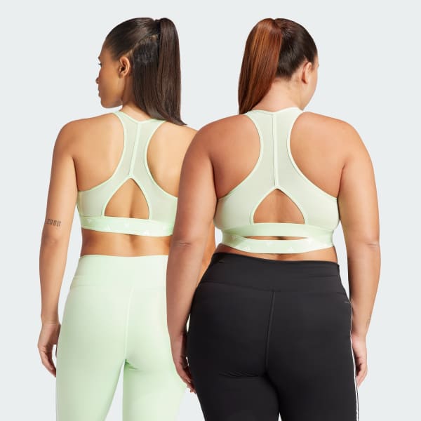 Green Powerimpact Train Medium-Support 3-Stripes Bra