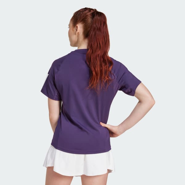 Violet T-shirt de tennis 3 bandes Climacool