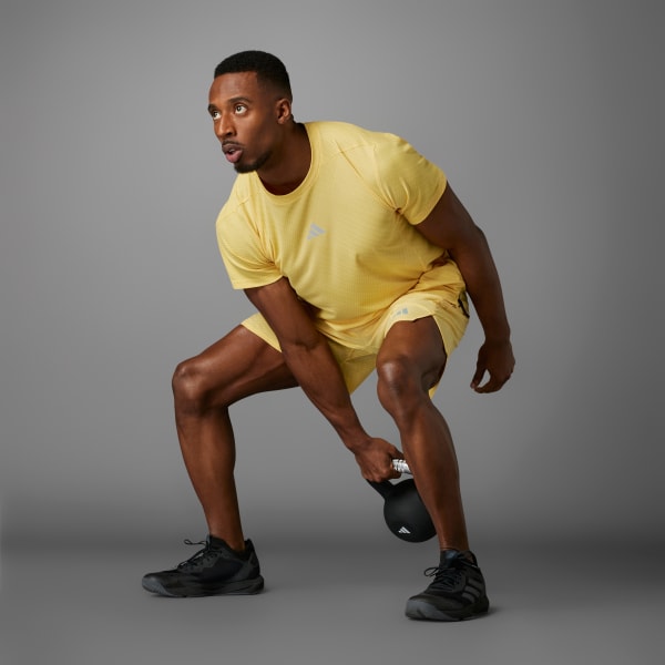 สีเหลือง เสื้อยืดพิมพ์ลาย Designed for Training HIIT Workout HEAT.RDY