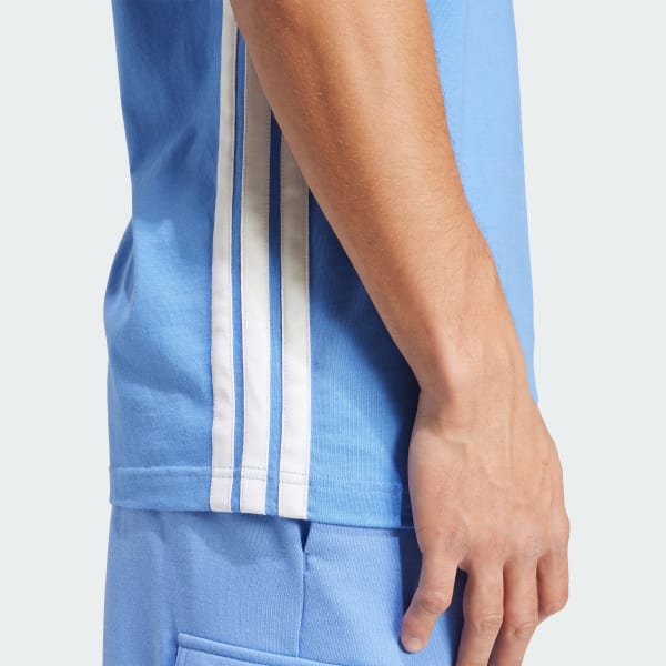 Camiseta Malha Simples Essentials Três Listras - Azul adidas