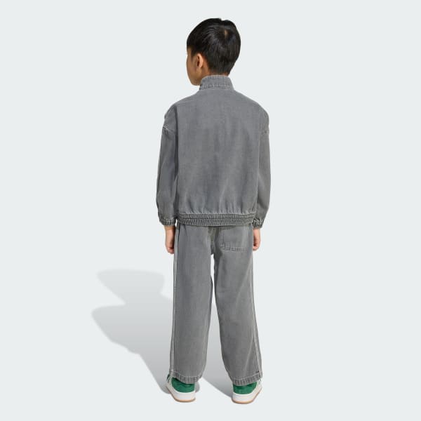 Multicolor Conjunto de denim, cuello redondo, para niños