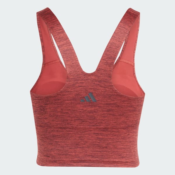 adidas All Me Medium-Support Long Line Bra Tank Top - Red