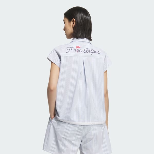 Blue Seersucker Short Sleeve Polo Shirt