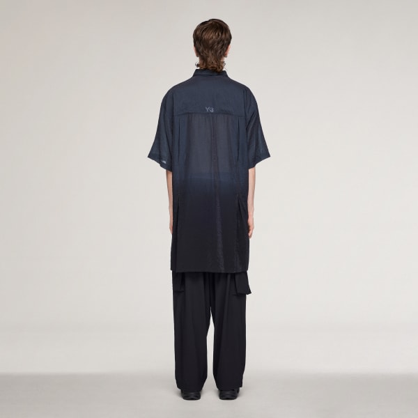 Black Y-3 DIP DYE SHORT SLEEVE LONG SHIRT