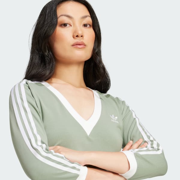 adidas Adicolor Classics 3-Stripes Maxi Dress - Green | Free
