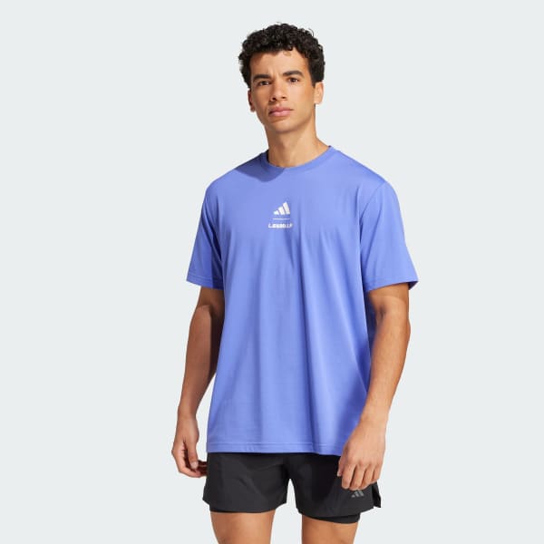 สีน้ำเงิน เสื้อยืดพิมพ์ลาย LES MILLS Program