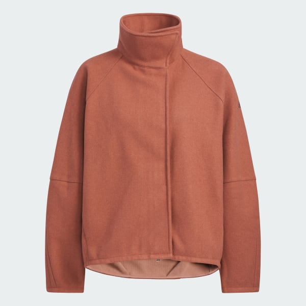 ピンク ラックスフロー オールデイズ ルーズフィット ウール風のウーブンジャケット