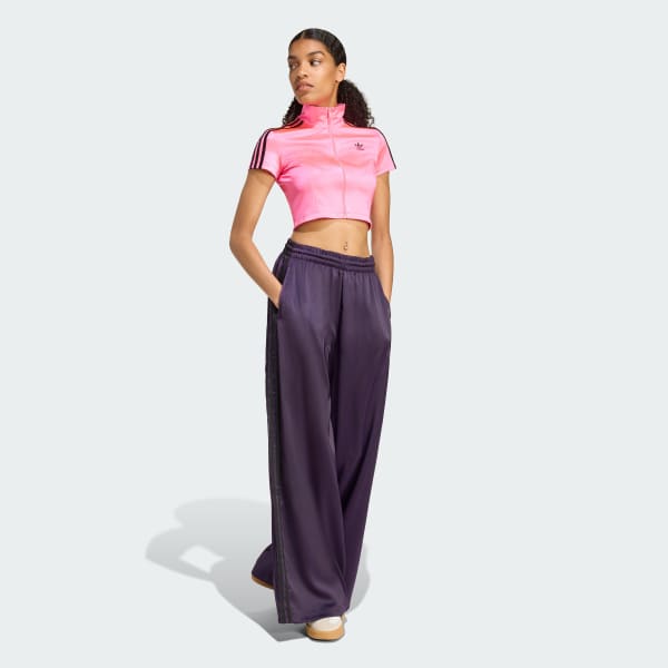 最新☆アディダスAdicolor Satin Wide Leg Track Pants☆選択4色 adidas Adicolor Satin Wide Leg Track Pants - Purple | Free
