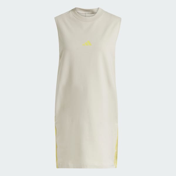 Beige Essentials 3-Stripes Print Sleeveless Dress