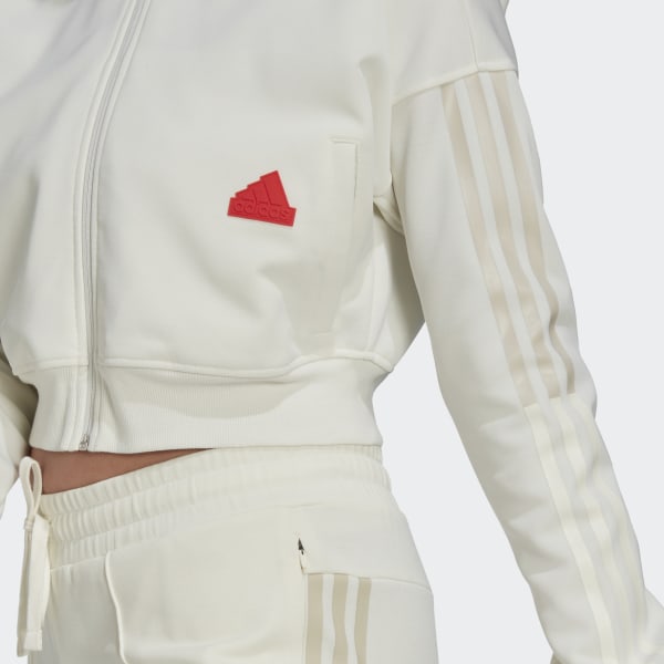 Λευκό Cropped Track Top XR798
