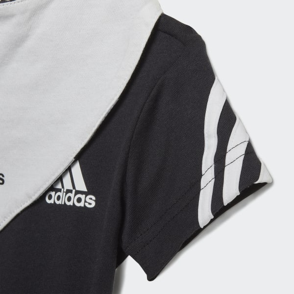 Μαύρο 3-Stripes Onesie with Bib
