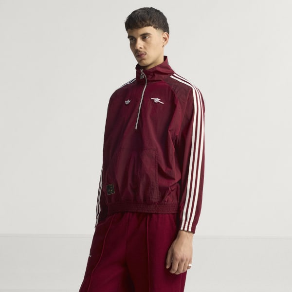 adidas Arsenal Terrace Icons Half-Zip Jacket - Burgundy | Free