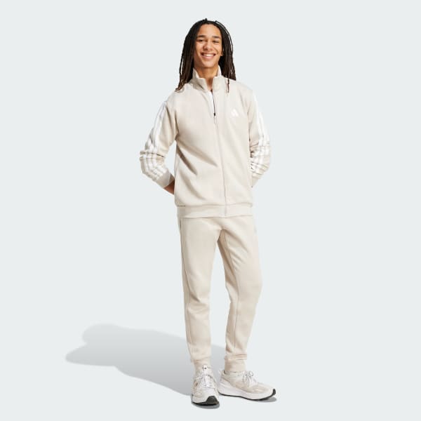 Beige 3-STRIPES FLEECE TRÄNINGSOVERALL