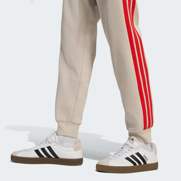 adidas Essentials 3-Stripes Fleece Pants - Beige | Free Shipping