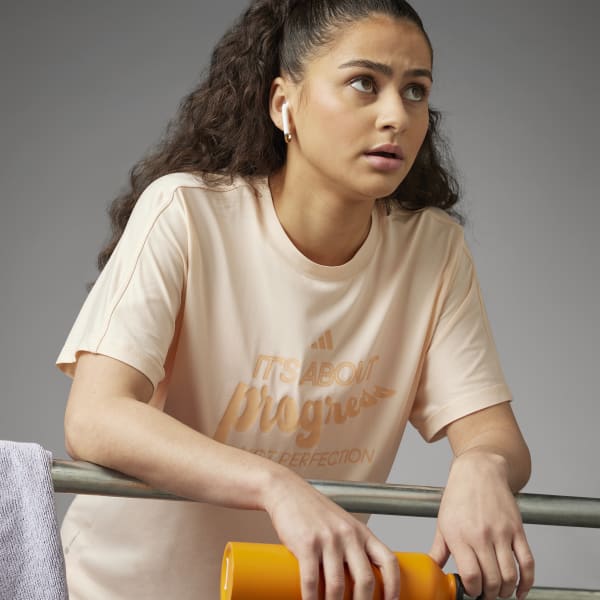 Naranja Playera Loose Graphic Lift Your Mind