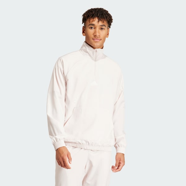 Pink adidas Embroidery Woven 1/2 Zip Top