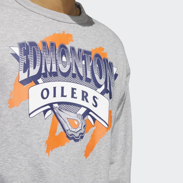 Adidas Oilers Vintage Crew Sweatshirt Medium Grey Heather S Mens