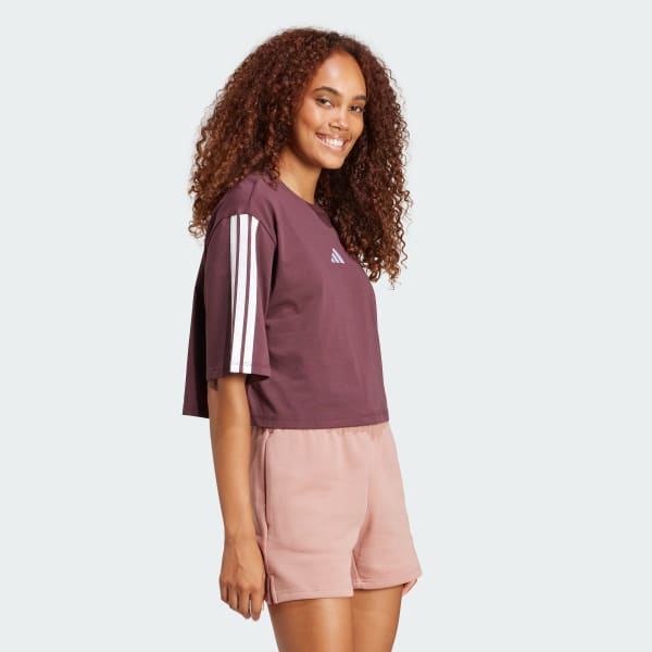 Granate Polera holgada de algodón Essentials con las 3 Tiras