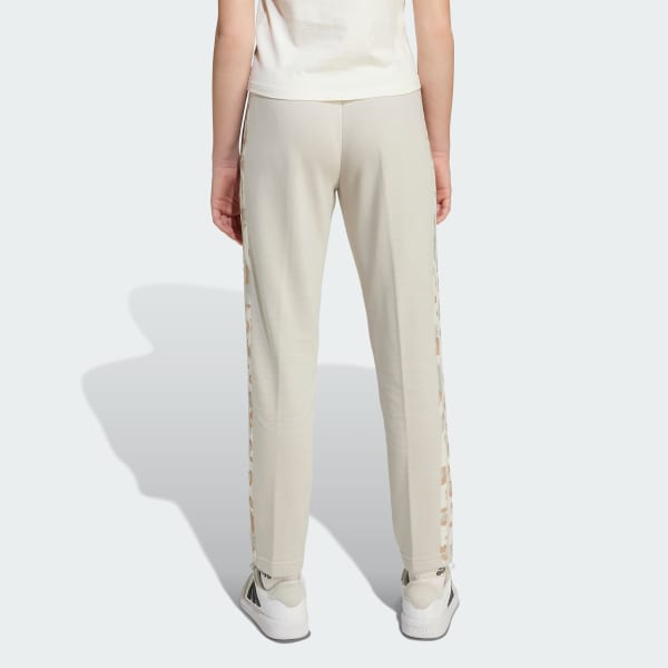 Beige adidas Girls 3-Stripes Animal French Terry Joggers Kids