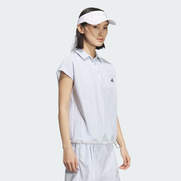 Blue Seersucker Short Sleeve Polo Shirt