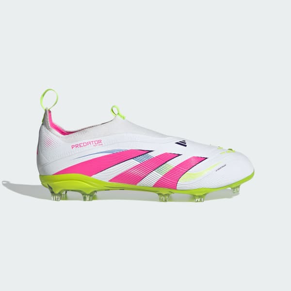 White Predator Elite Laceless Firm Ground Boots Kids