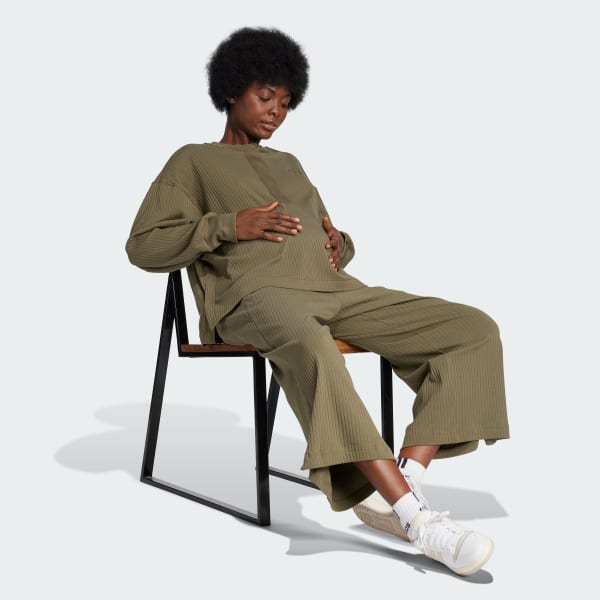 Groen Rib High-Waist 7/8 Broek (Positiekleding)