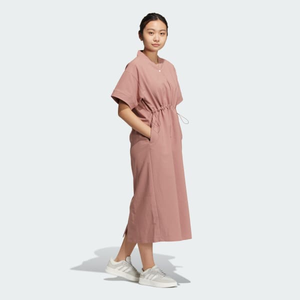 ピンク LUXFLOW カジュアル ウーブン半袖ワンピース