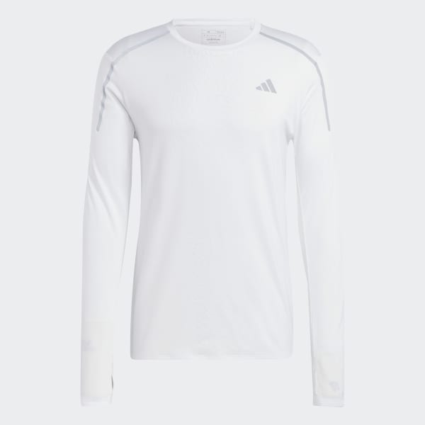 adidas Fast Long Sleeve Engineered Running Tee - White | Men's Running ...