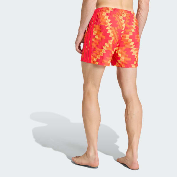 Orange Badeshorts, 13 cm, vom Fußball inspirierte Grafik