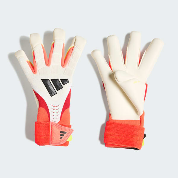 White PREDATOR GOALKEEPER GLOVE PRO HYBRID STRAP