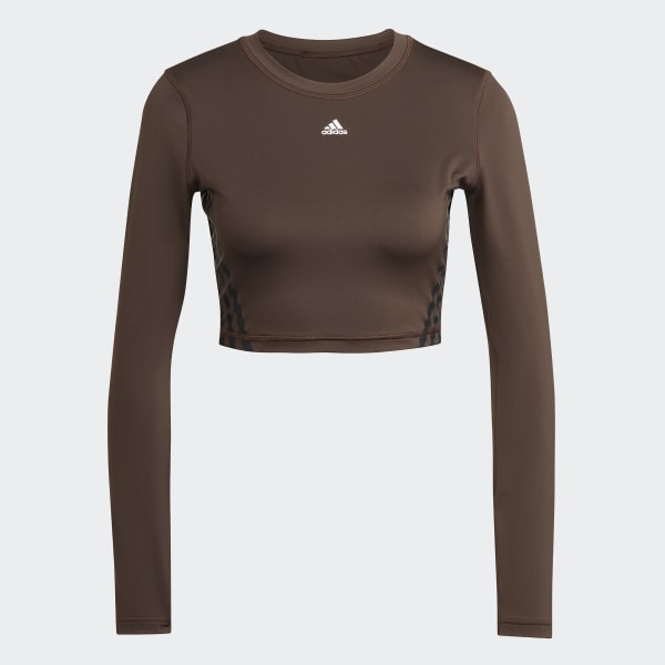 hnědá Tričko TrainIcons 3-Stripes Long Sleeves TR347
