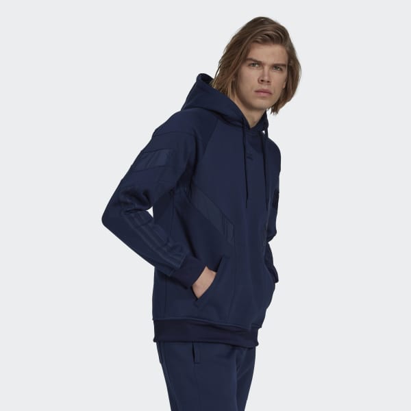 Bleu Sweat-shirt à capuche adidas Rekive SF206