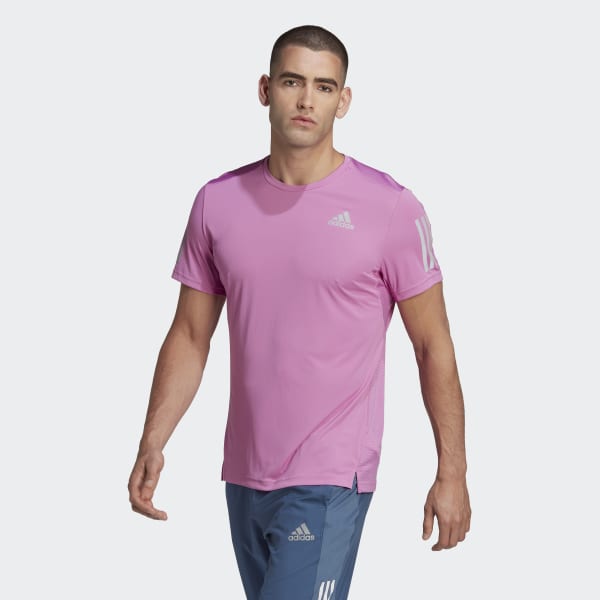 Adidas Run Own The Run 3 Stripe T-Shirt - Lilac - Size XL - Men