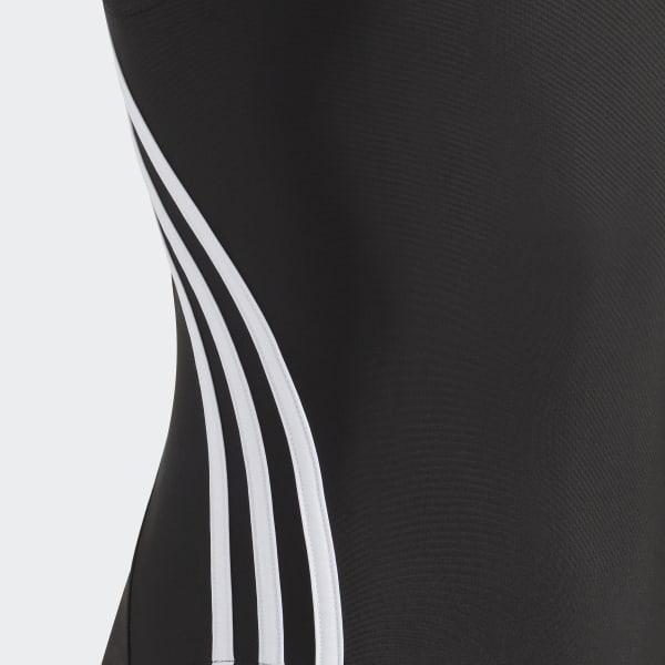 Negro Traje de Natación 3 Franjas