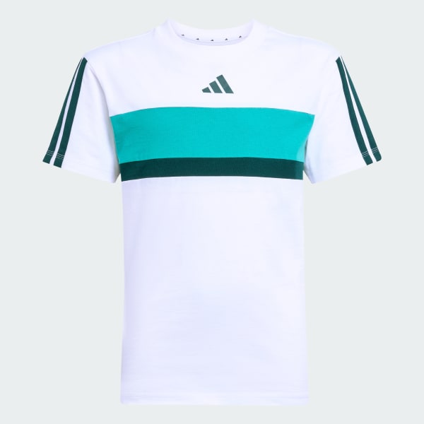 สีขาว เสื้อยืด Seasonal Essentials Tiberio 3-Stripes สำหรับเด็ก