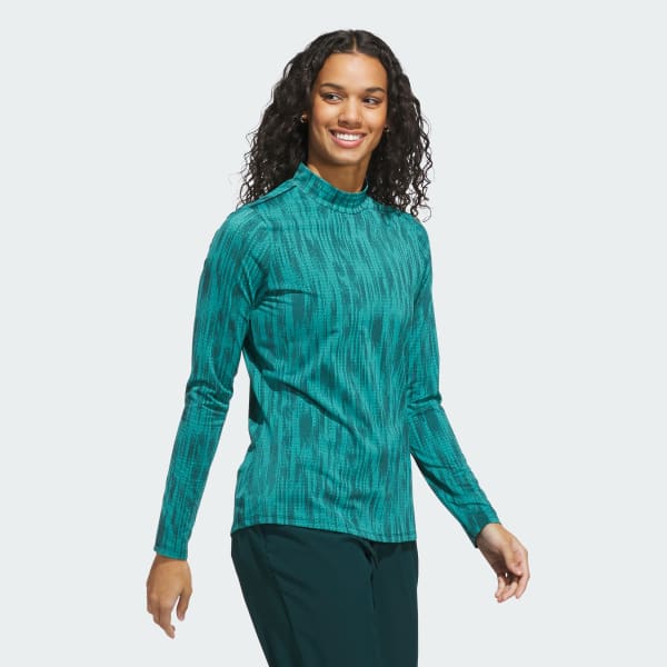 Green Ultimate365 Jacquard Long Sleeve Mock Neck Top