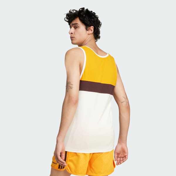 Blanco Polera sin Mangas Premium Cut Line 80s Acanalada