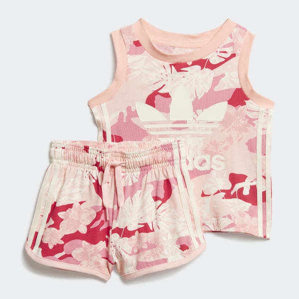 Blanco Conjunto de Shorts y Polo