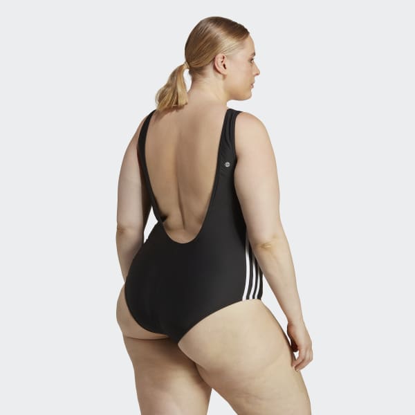 Adidas Adicolor 3-Stripes Swimsuit (Plus Size) Black 3X Womens