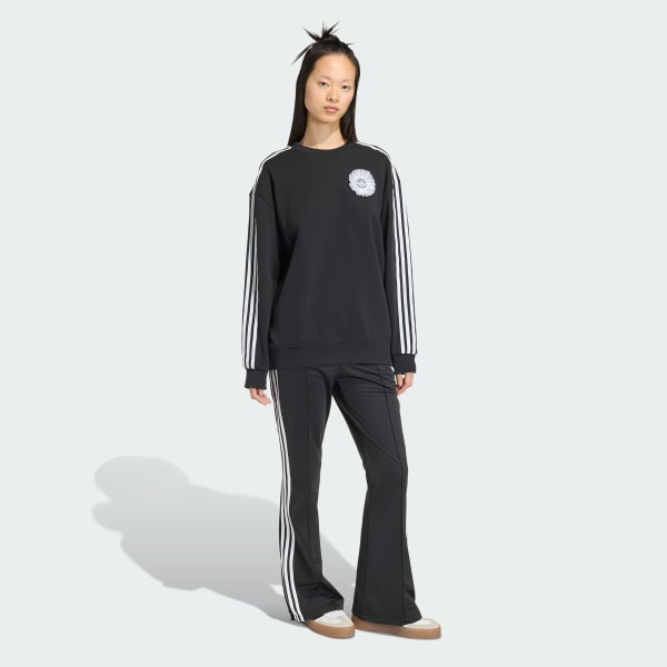 Black ADIDAS ORIGINALS LACE BRANDING 크루 스웨트셔츠