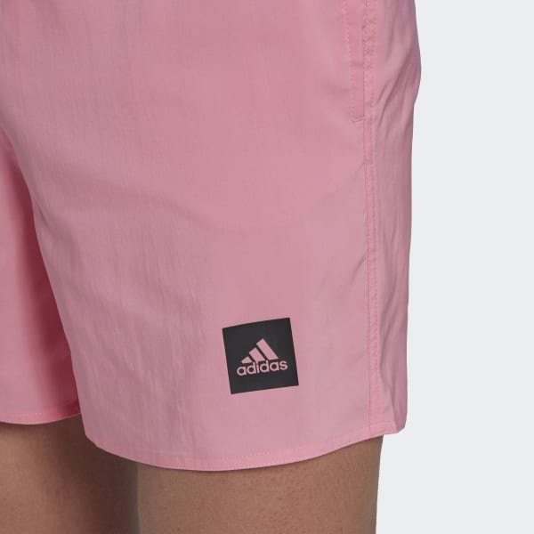 Pink Short Length Solid Swim Shorts LBS88