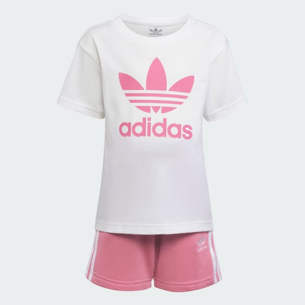 Rosado Conjunto Adicolor Shorts y Polo Niños