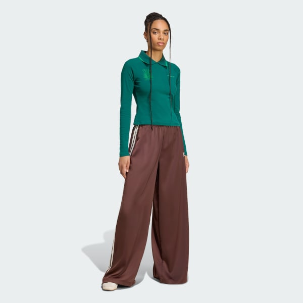 Brown Adicolor Satin Wide Leg Track Joggers