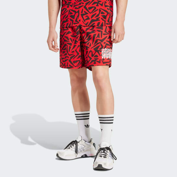 Red Allover Print Shorts