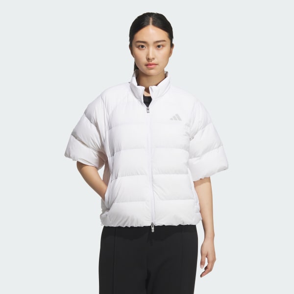 White 쇼트 슬리브 다운 폰초