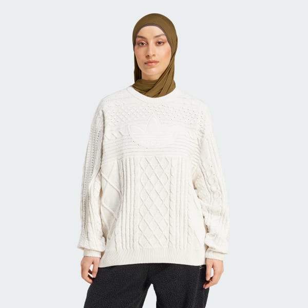 White 70s Trefoil Sweater