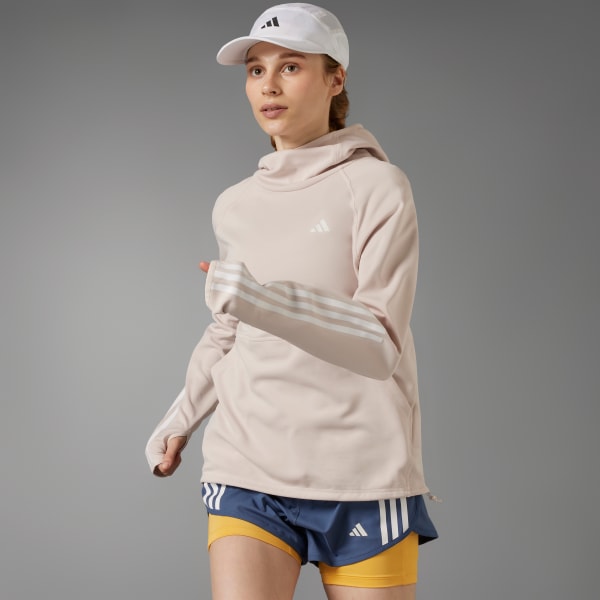 adidas Own The Run 3 Stripes Hoodie Roze adidas Offici le Shop